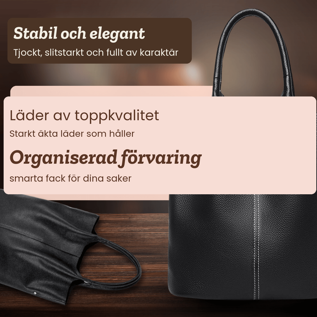 Elsa – Rymlig toteväska i skinn – handgjord av Astrid Göteborg