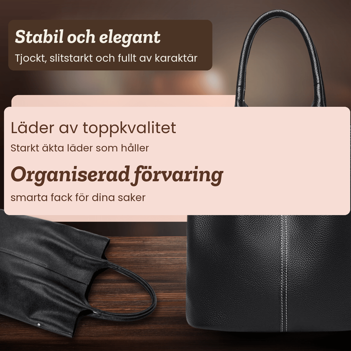 Elsa – Rymlig toteväska i skinn – handgjord av Astrid Göteborg
