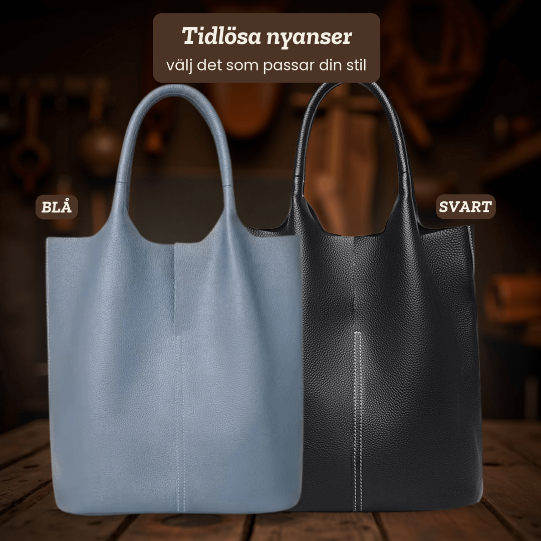 Elsa – Rymlig toteväska i skinn – handgjord av Astrid Göteborg