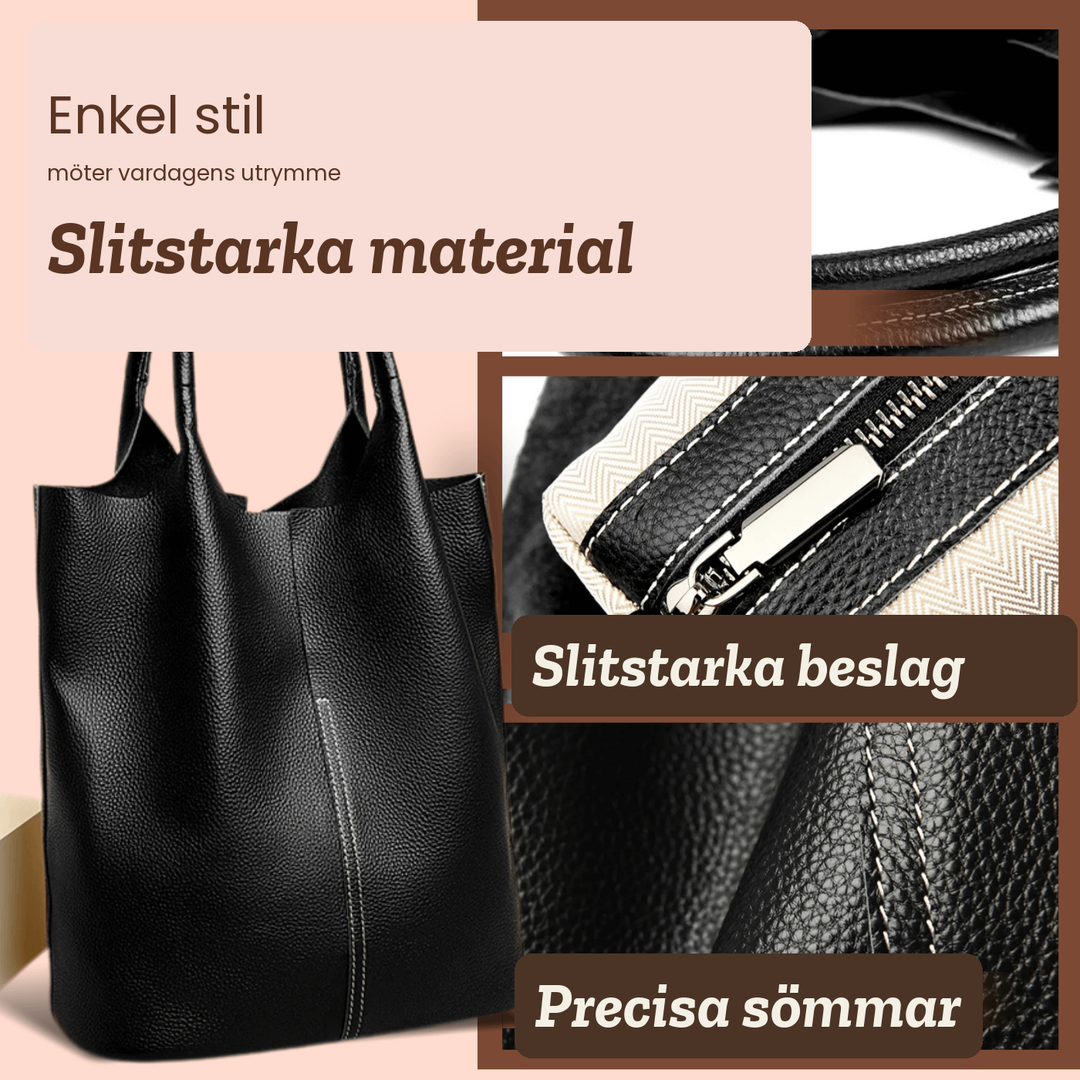 Elsa – Rymlig toteväska i skinn – handgjord av Astrid Göteborg
