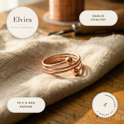 Elvira – Spiralring i rent koppar – handgjord av Astrid Göteborg