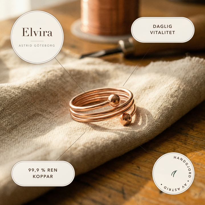 Elvira – Spiralring i rent koppar – handgjord av Astrid Göteborg