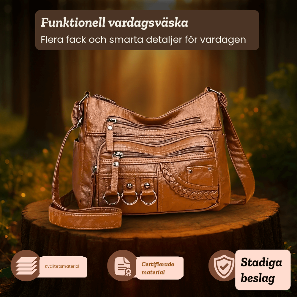Emelie – Crossbodyväska med flera fack – handgjord av Astrid Göteborg