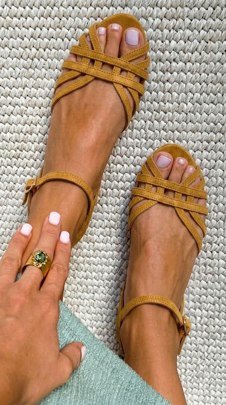 Eva – Platta sandaler med korsade remmar