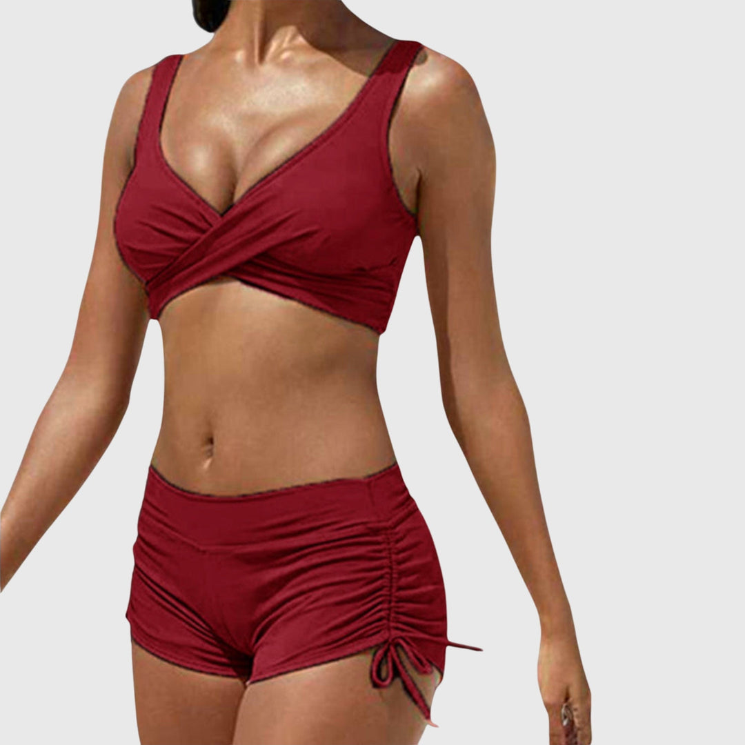 Dagny – Mönstrad bikini med korsad topp