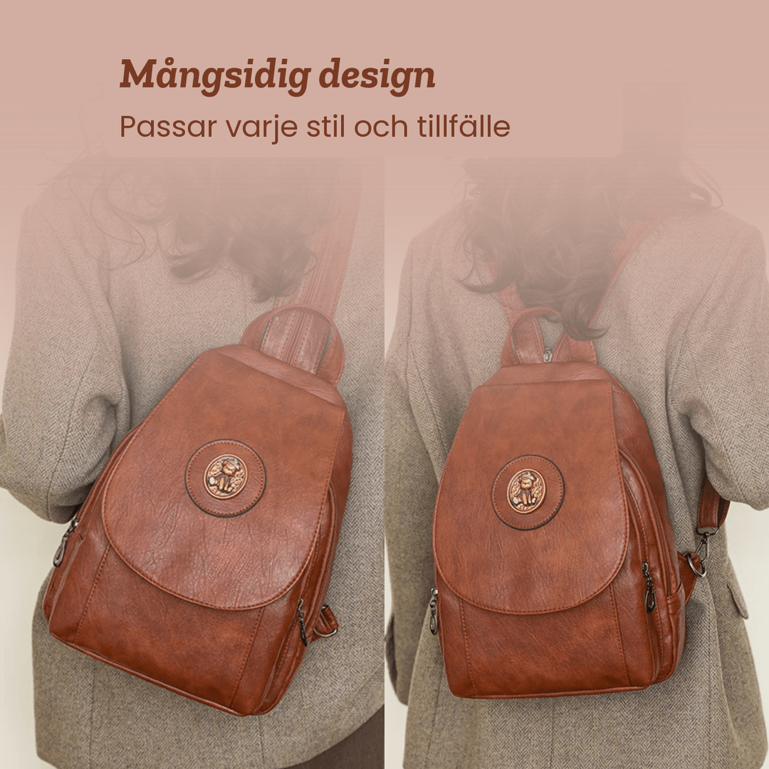 Greta – Ryggsäck med hantverksmässig detalj – handgjord av Astrid Göteborg