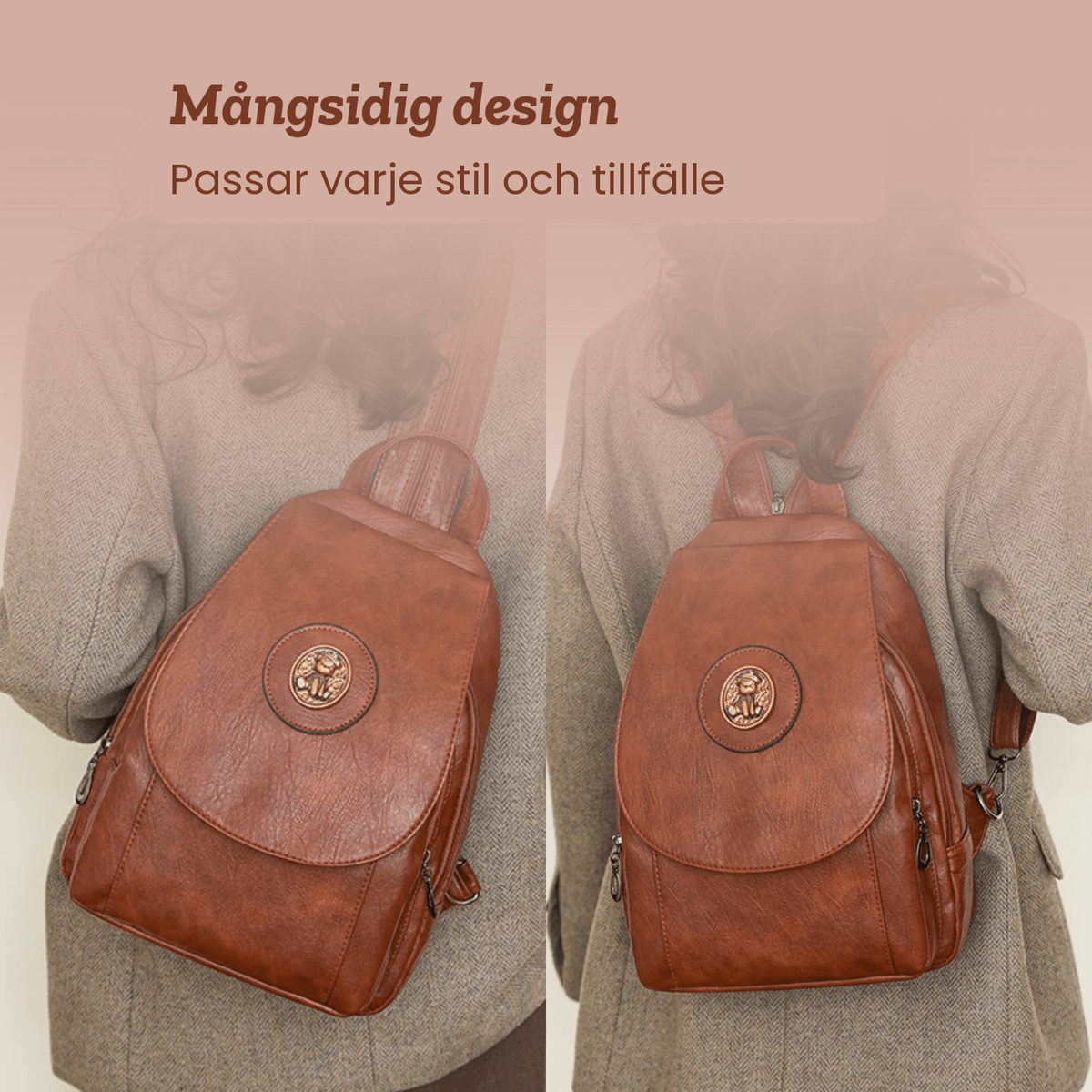 Greta – Ryggsäck med hantverksmässig detalj – handgjord av Astrid Göteborg