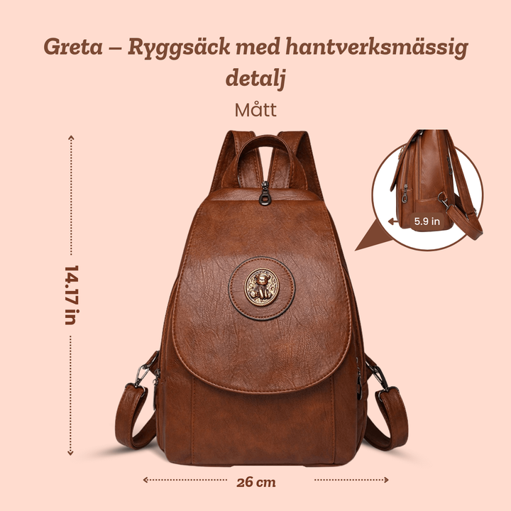Greta – Ryggsäck med hantverksmässig detalj – handgjord av Astrid Göteborg