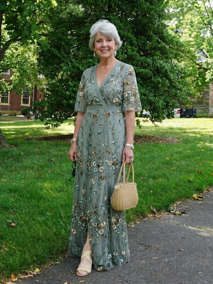 Sonja – Broderad maxiklänning med blomster