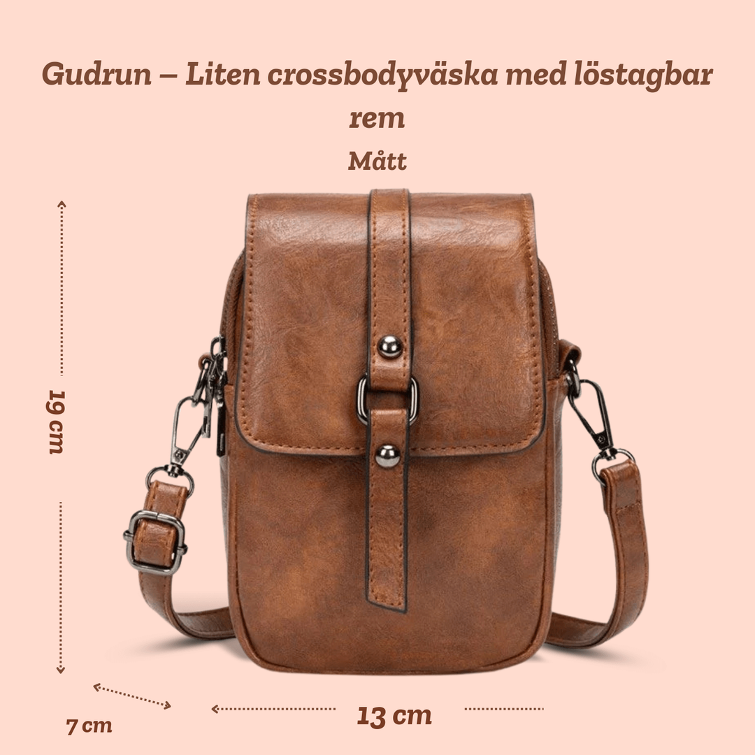 Gudrun – Liten crossbodyväska med löstagbar rem – handgjord av Astrid Göteborg