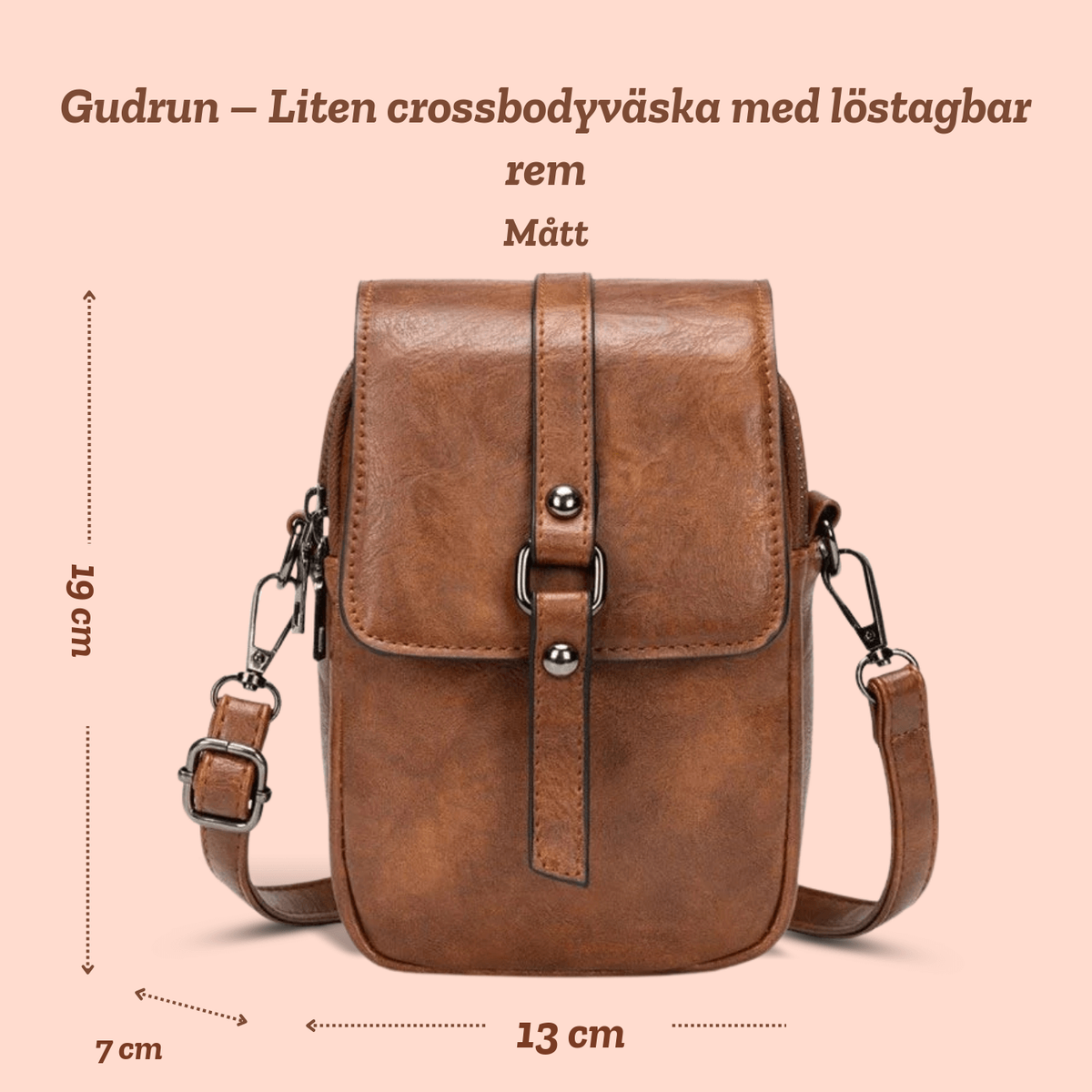 Gudrun – Liten crossbodyväska med löstagbar rem – handgjord av Astrid Göteborg
