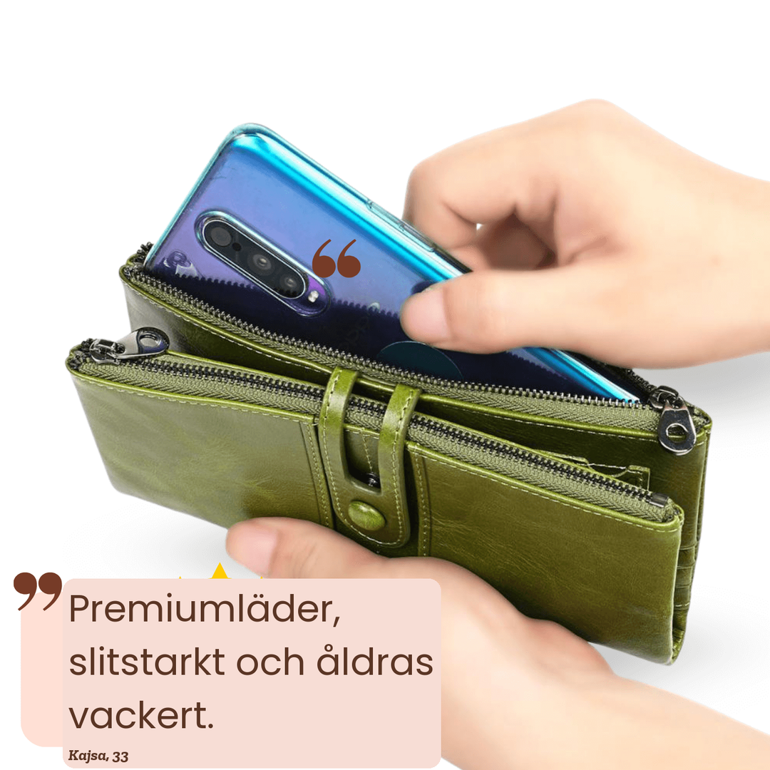 Gun – Rymlig plånbok i äkta läder – handgjord av Astrid Göteborg