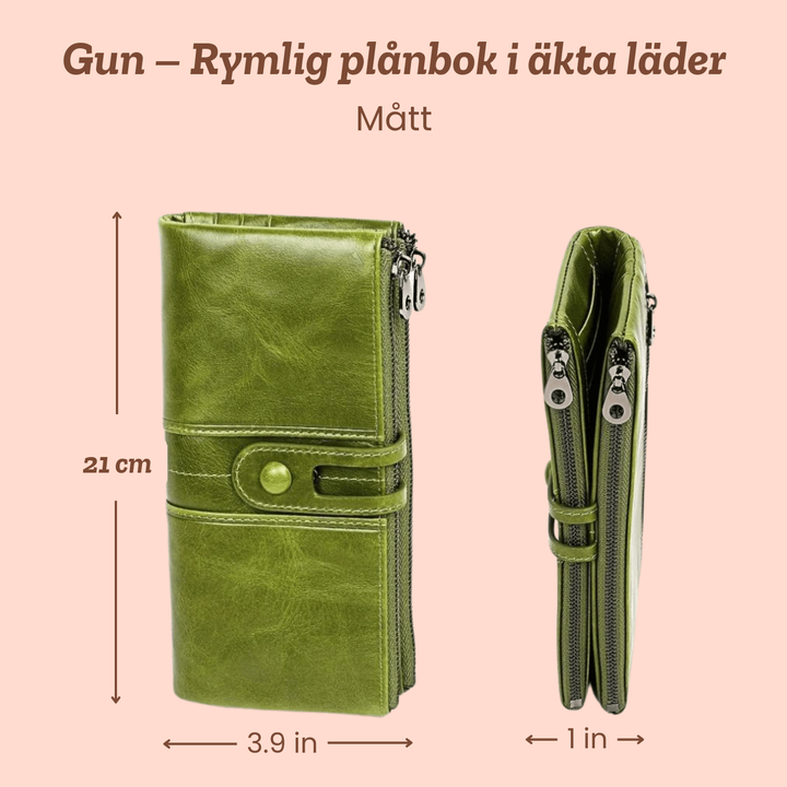 Gun – Rymlig plånbok i äkta läder – handgjord av Astrid Göteborg