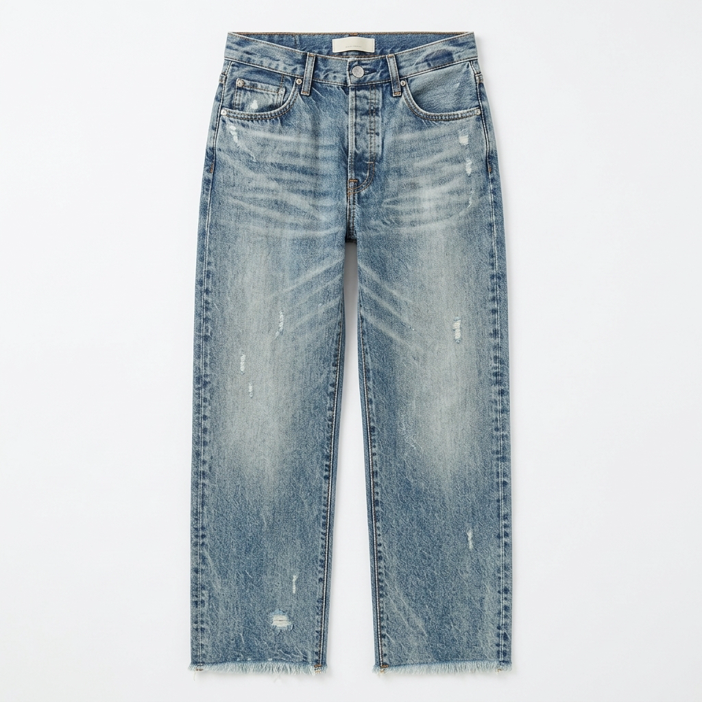 Elna – Rakskurna jeans med fransad kant