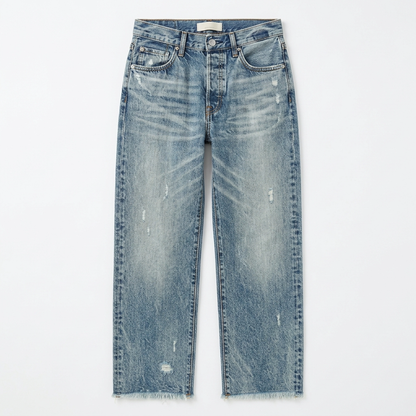 Elna – Rakskurna jeans med fransad kant