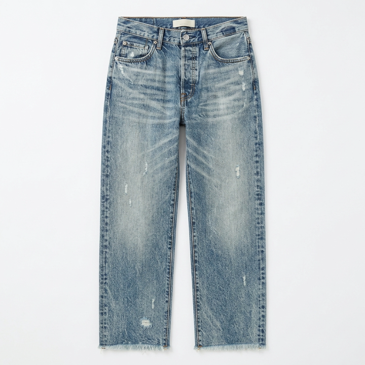 Elna – Rakskurna jeans med fransad kant