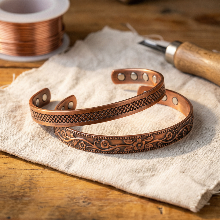 Johanna – Handgraverade koppararmband med magneter