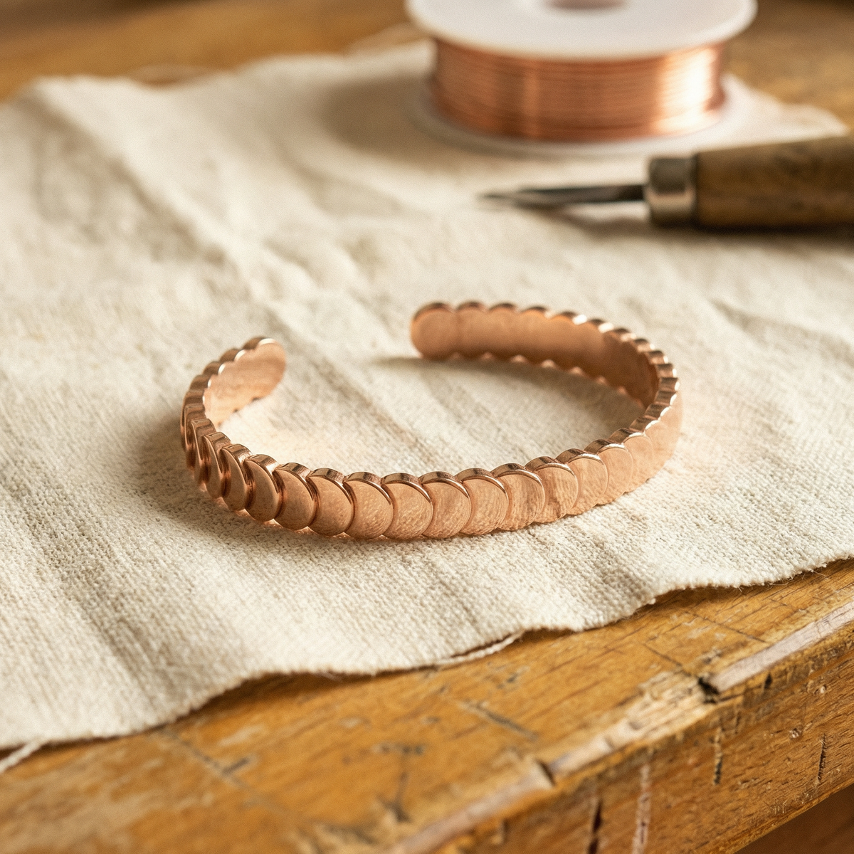 Svea – Handsmitt armband i koppar