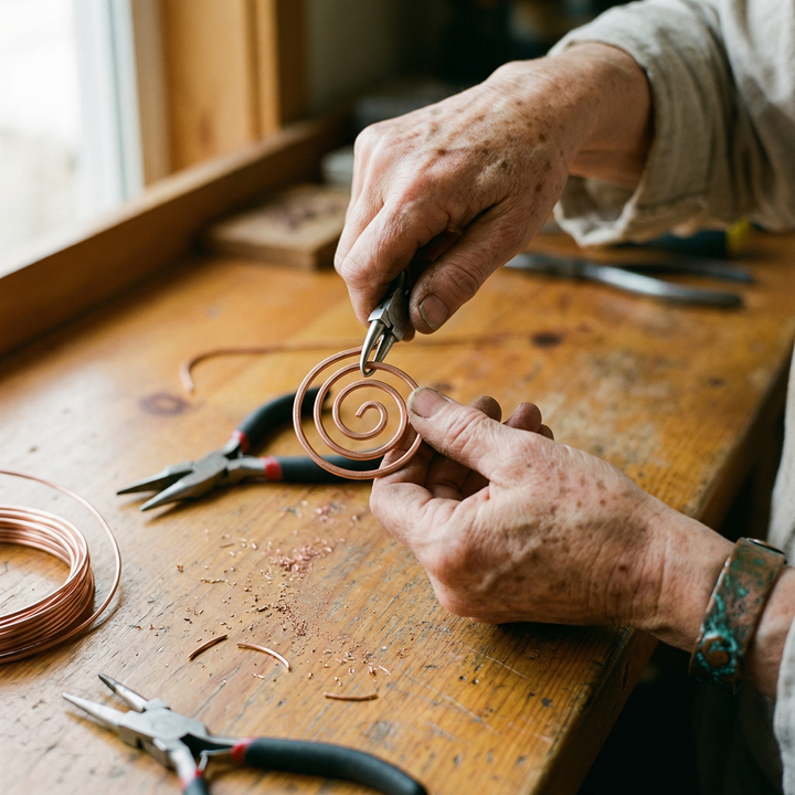 Ingrid – Halsband med spiralpendel i koppar