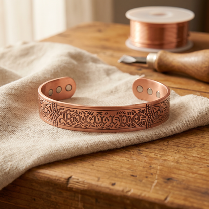 Cecilia – Handgraverat armband i rent koppar