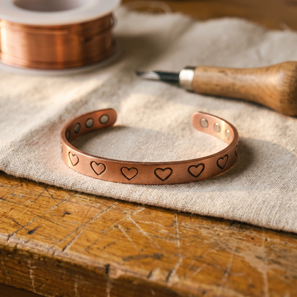 Kristina – Handstämplat armband med hjärtmönster