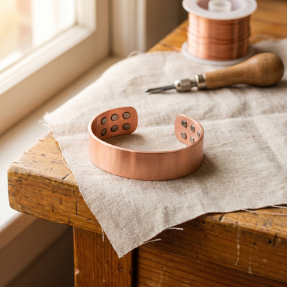 Alva – Bred manschettarmband i koppar