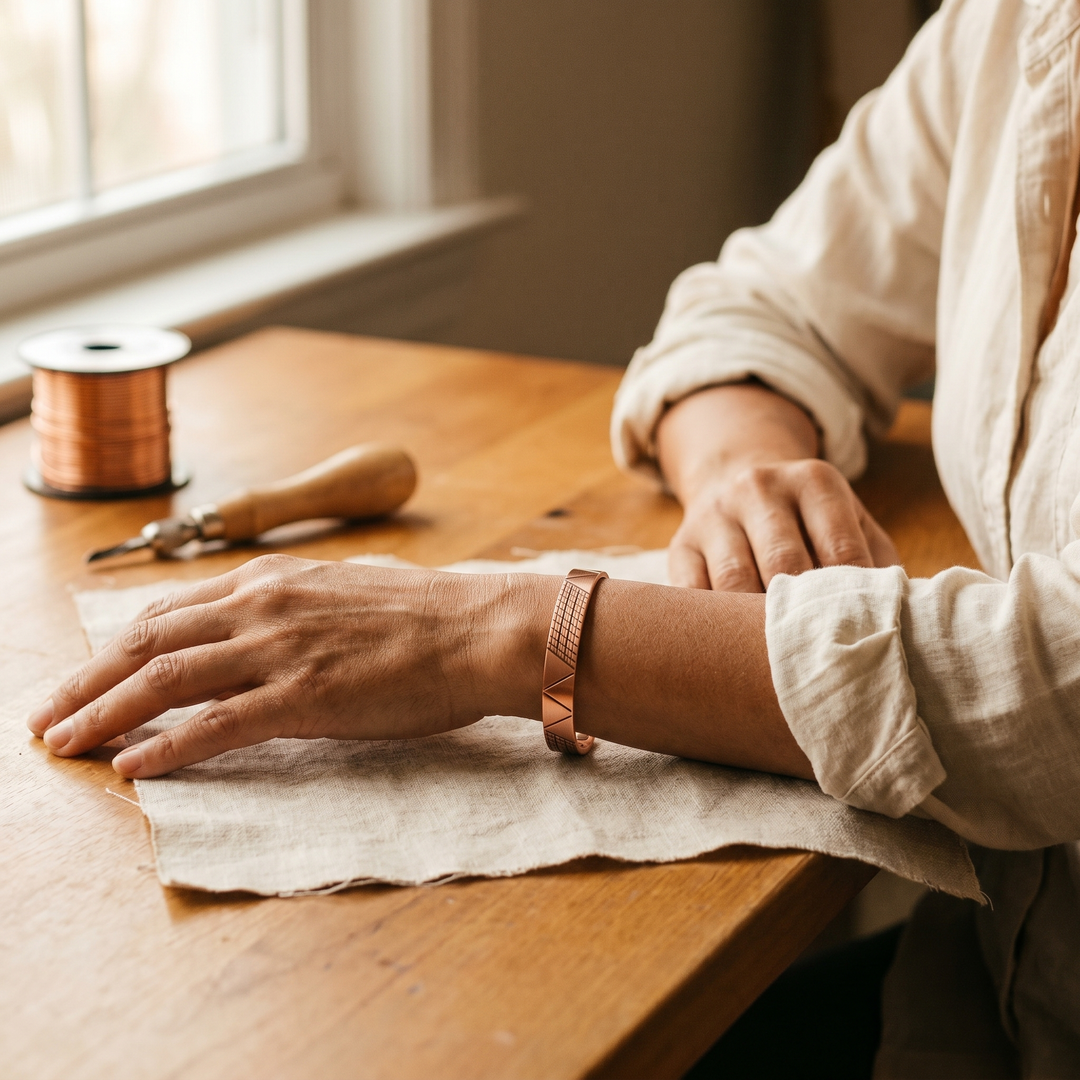 Berit – Handgraverat koppararmband med magneter