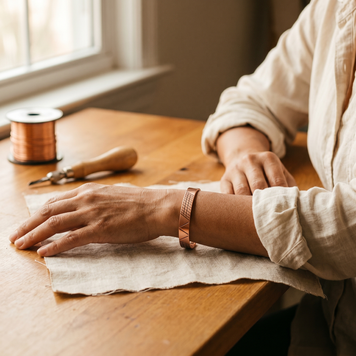 Berit – Handgraverat koppararmband med magneter