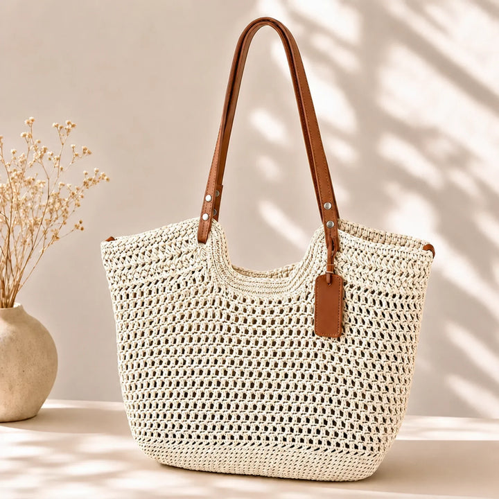 Vilma – Handvävd toteväska i virkad design