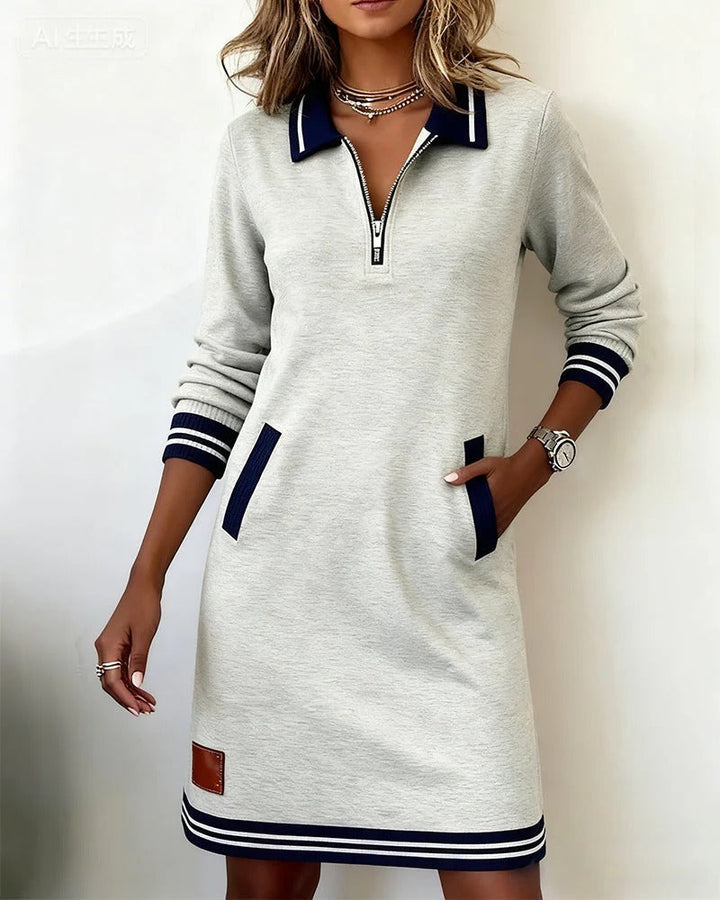 Gisela – Sweatshirtklänning med polokrage och dragkedja