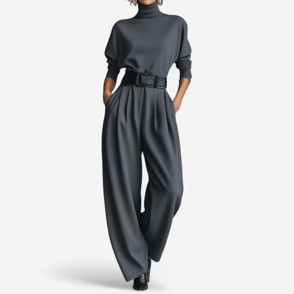 Matilda – Jumpsuit med polokrage och vida ben