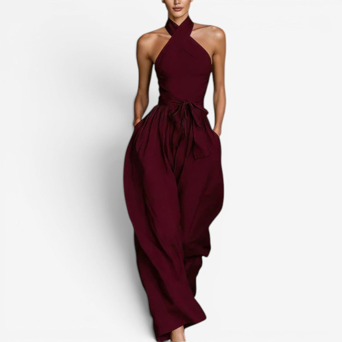 Elva – Elegant jumpsuit med korsad halsringning