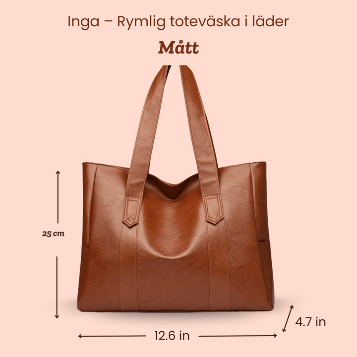 Inga – Rymlig toteväska i läder – handgjord av Astrid Göteborg