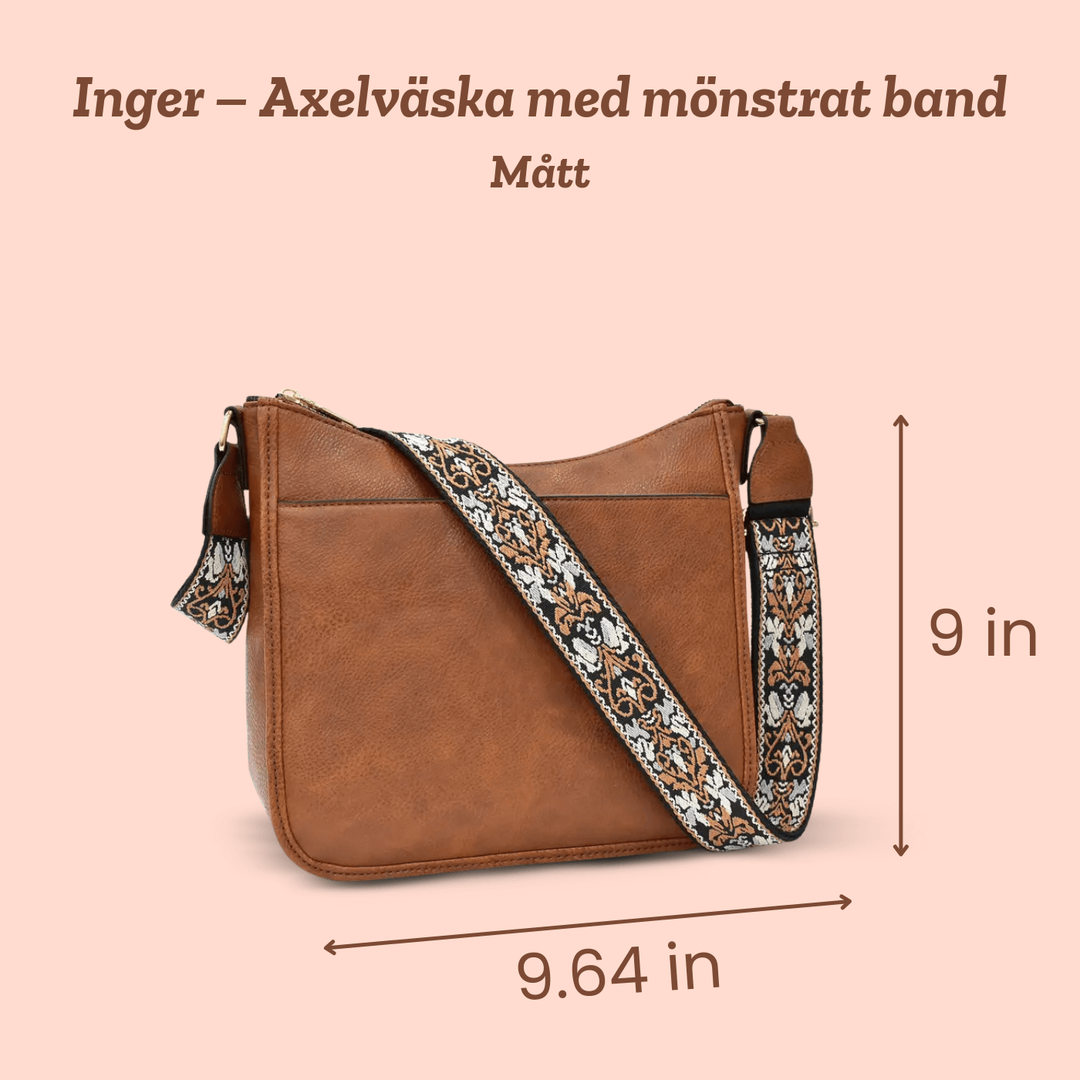 Inger – Axelväska med mönstrat band – handgjord av Astrid Göteborg