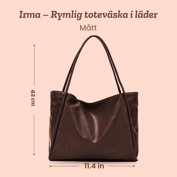Irma – Rymlig toteväska i läder – handgjord av Astrid Göteborg