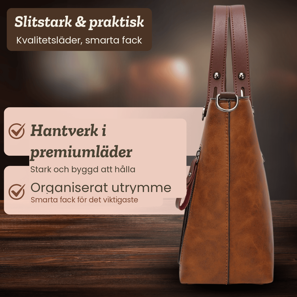 Jenny – Rymlig handväska med flera fickor – handgjord av Astrid Göteborg
