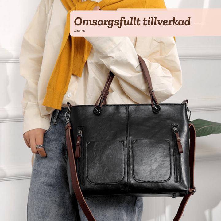 Jenny – Rymlig handväska med flera fickor – handgjord av Astrid Göteborg