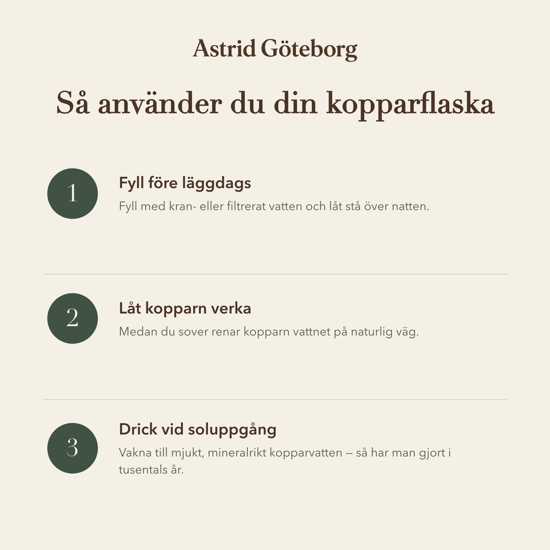 Josefin – Handhamrad vattenflaska i koppar – så använder du den, steg för steg