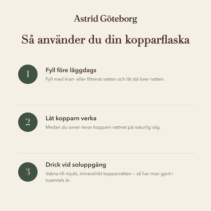 Josefin – Handhamrad vattenflaska i koppar – så använder du den, steg för steg