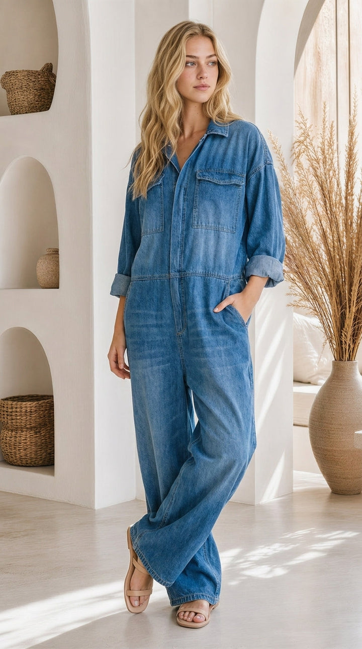 Viveka – Avslappnad jumpsuit i denim