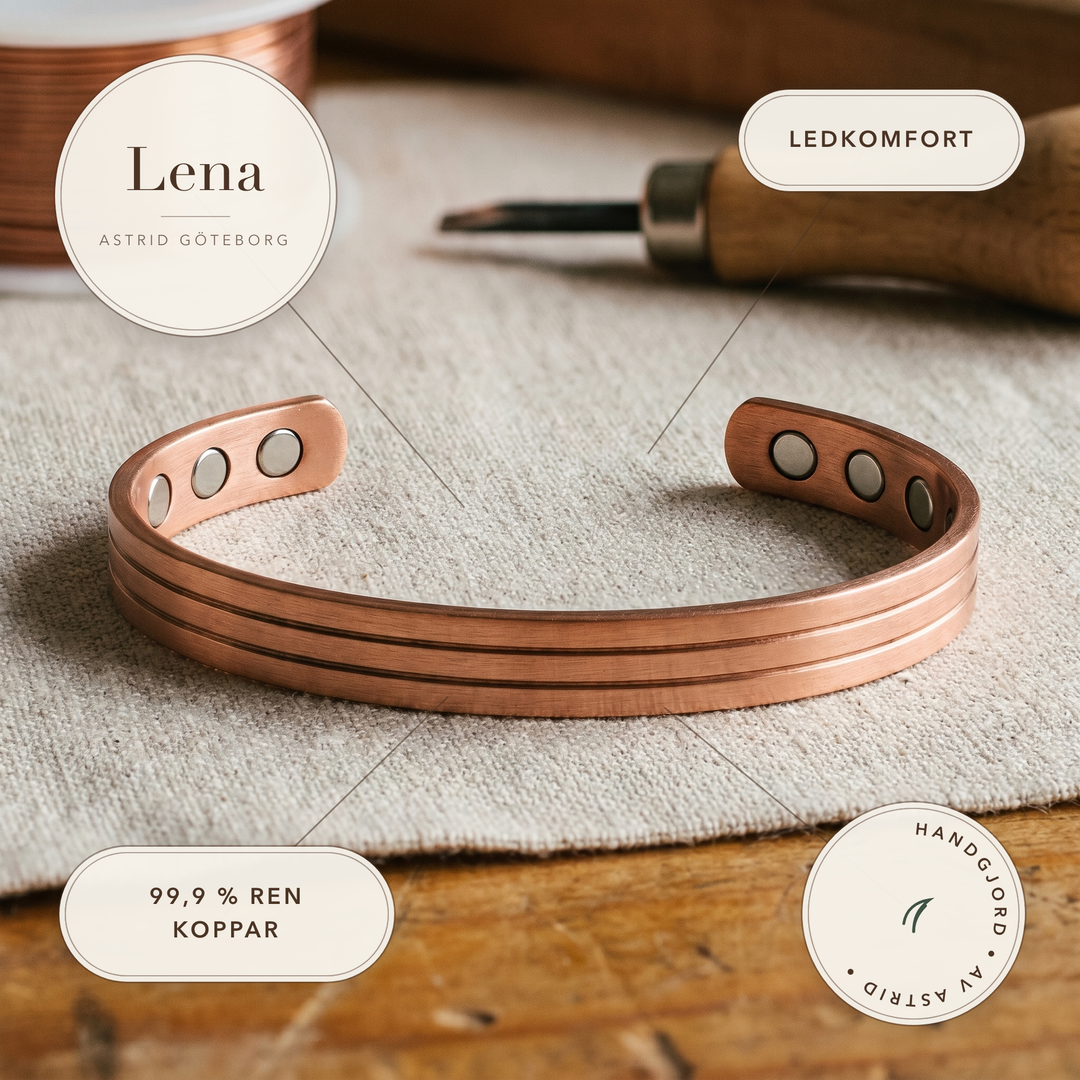 Lena – Handgjort koppararmband med magneter – handgjord av Astrid Göteborg