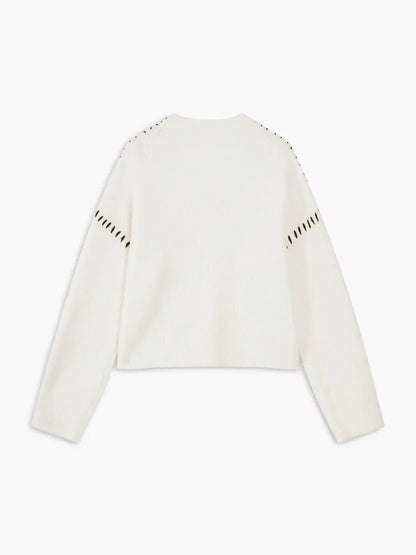 Vivianne – Oversized stickad tröja med kontrastsömmar