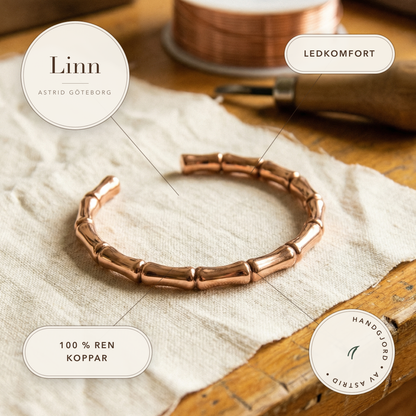 Linn – Handformat armband med bambuinspirerad design – handgjord av Astrid Göteborg