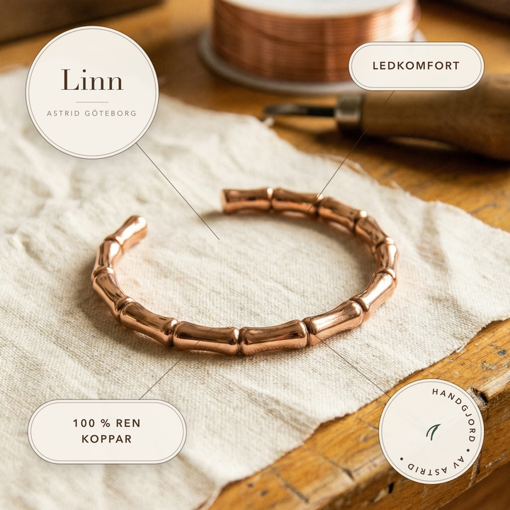Linn – Handformat armband med bambuinspirerad design – handgjord av Astrid Göteborg
