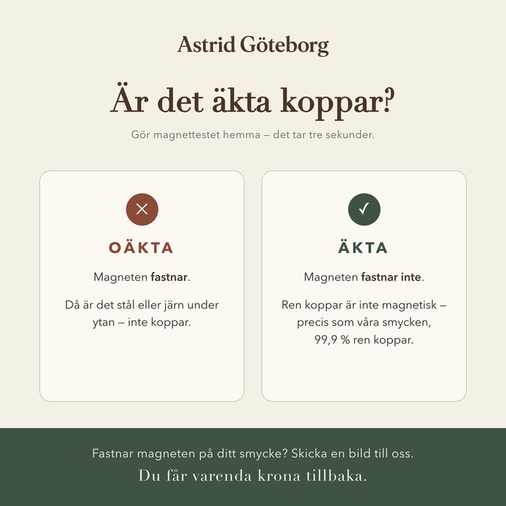 Astrid Göteborg – är det äkta koppar? Gör magnettestet