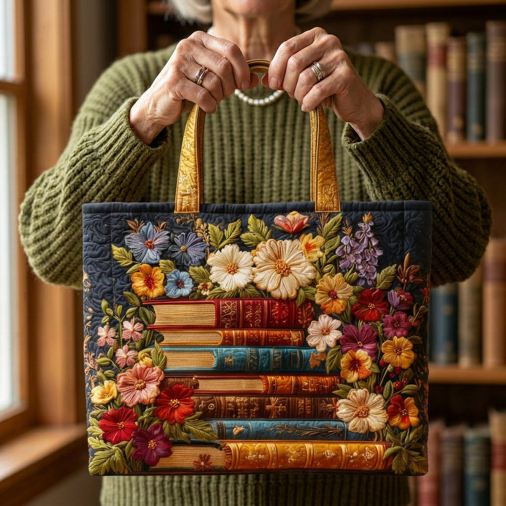 Viveka – Quiltat tygväska med broderade blommor