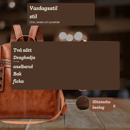 Malin – Rymlig ryggsäck i veganskt läder – handgjord av Astrid Göteborg