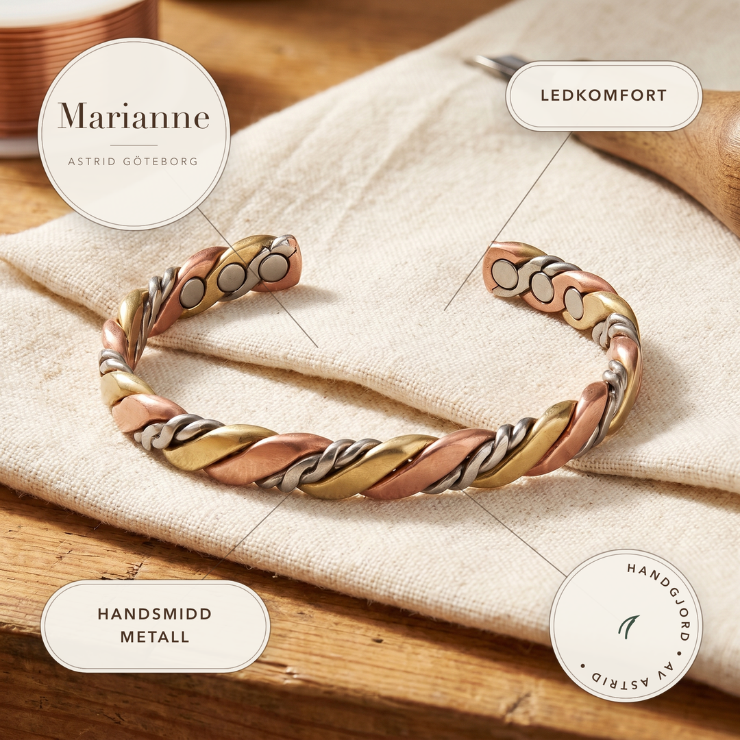 Marianne – Handtvinnat magnetarmband i metall – handgjord av Astrid Göteborg