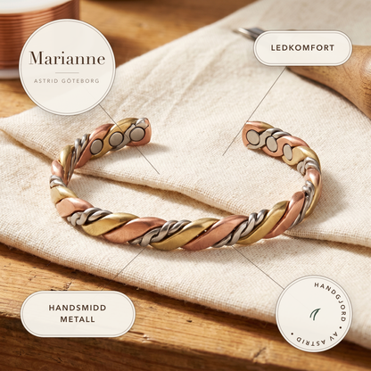 Marianne – Handtvinnat magnetarmband i metall – handgjord av Astrid Göteborg