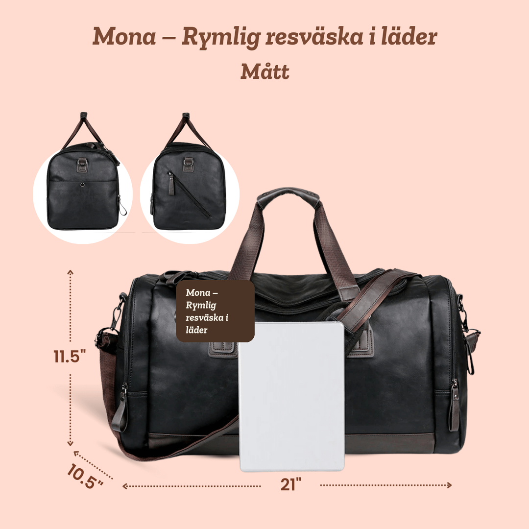 Mona – Rymlig resväska i läder – handgjord av Astrid Göteborg